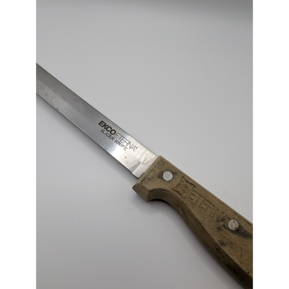Vtg Ekco Eterna Slicer Knife 5-Inch Blade & Utility 6 in. Wood Handles Japan - Picture 9 of 16